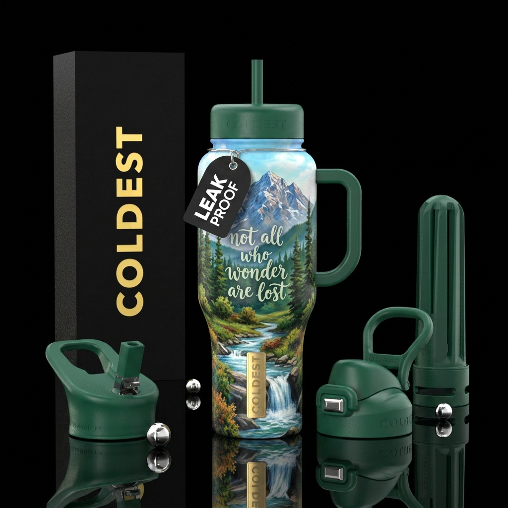 Mountain range water bottle design