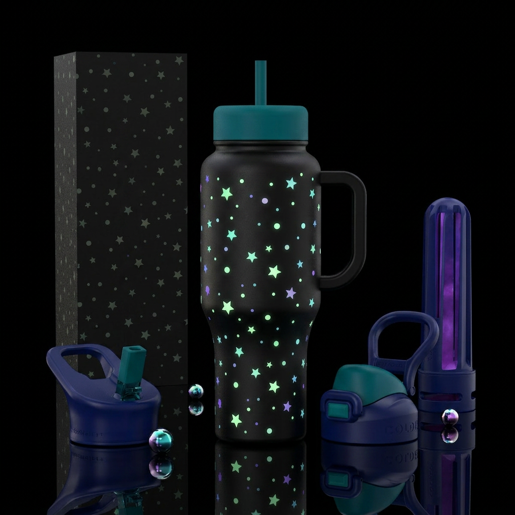 Glowie stars water bottle design