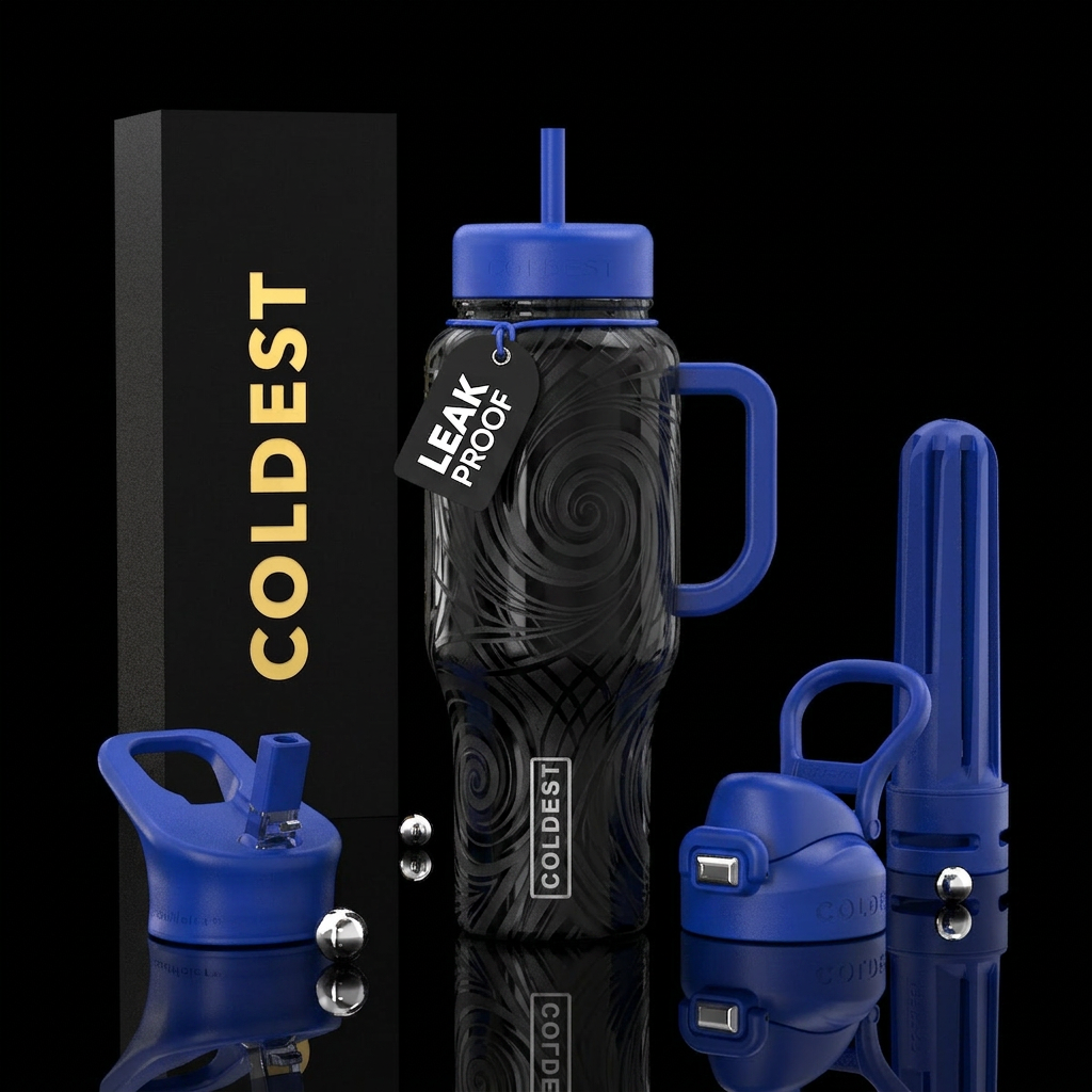 Black spiral water bottle design