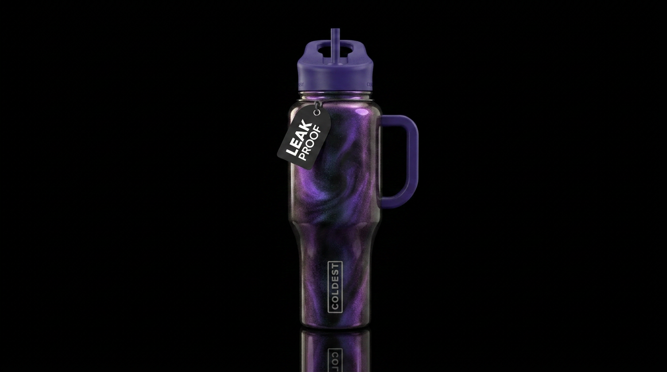Purple night water bottle design