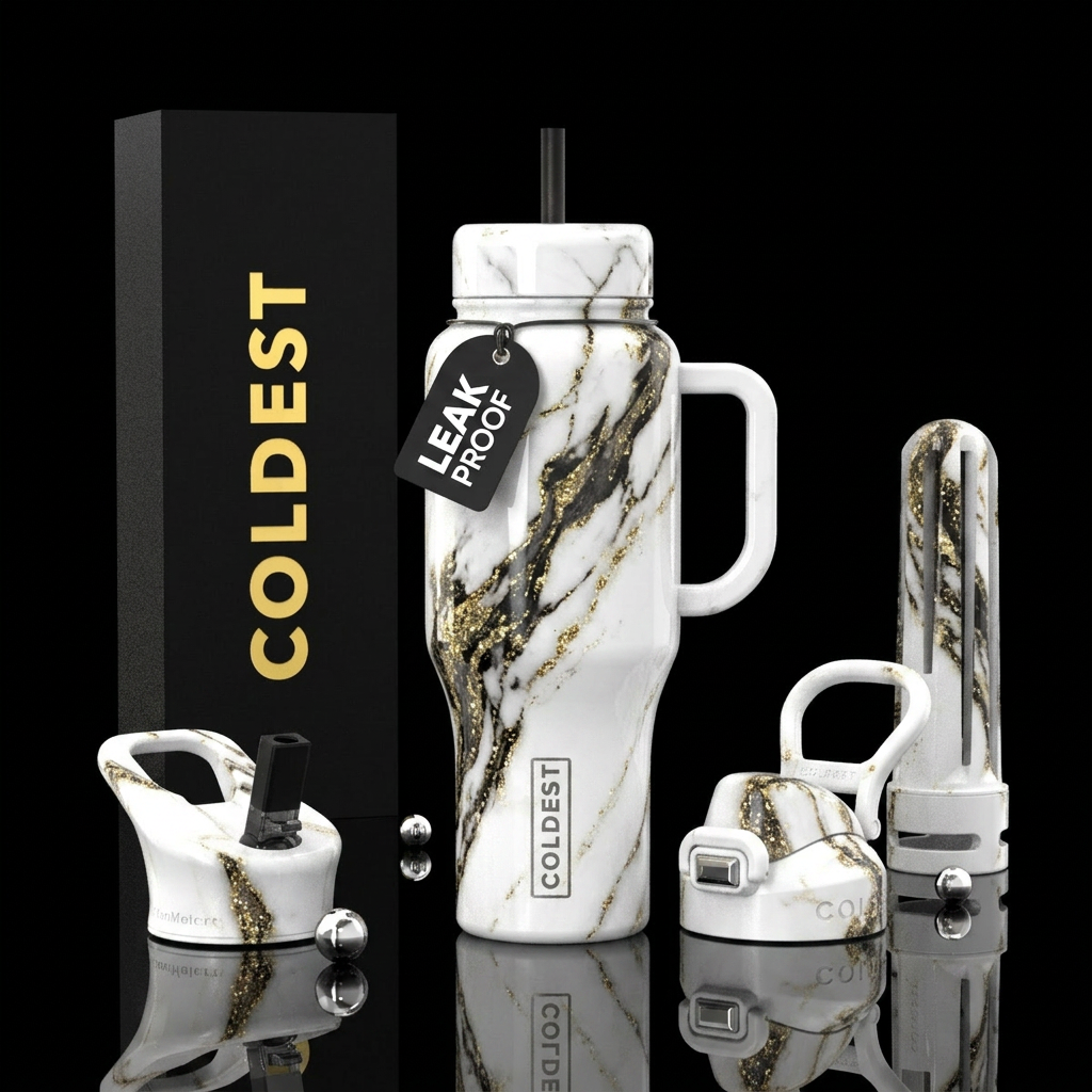 White marble water bottle design