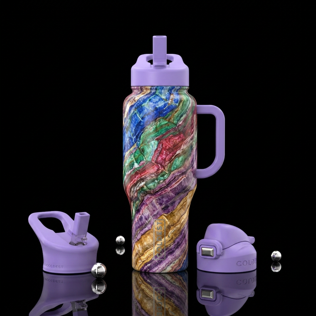 Rainbow rock water bottle design