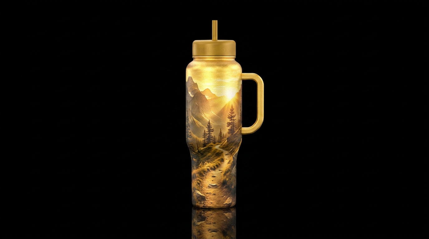 Golden glow water bottle design