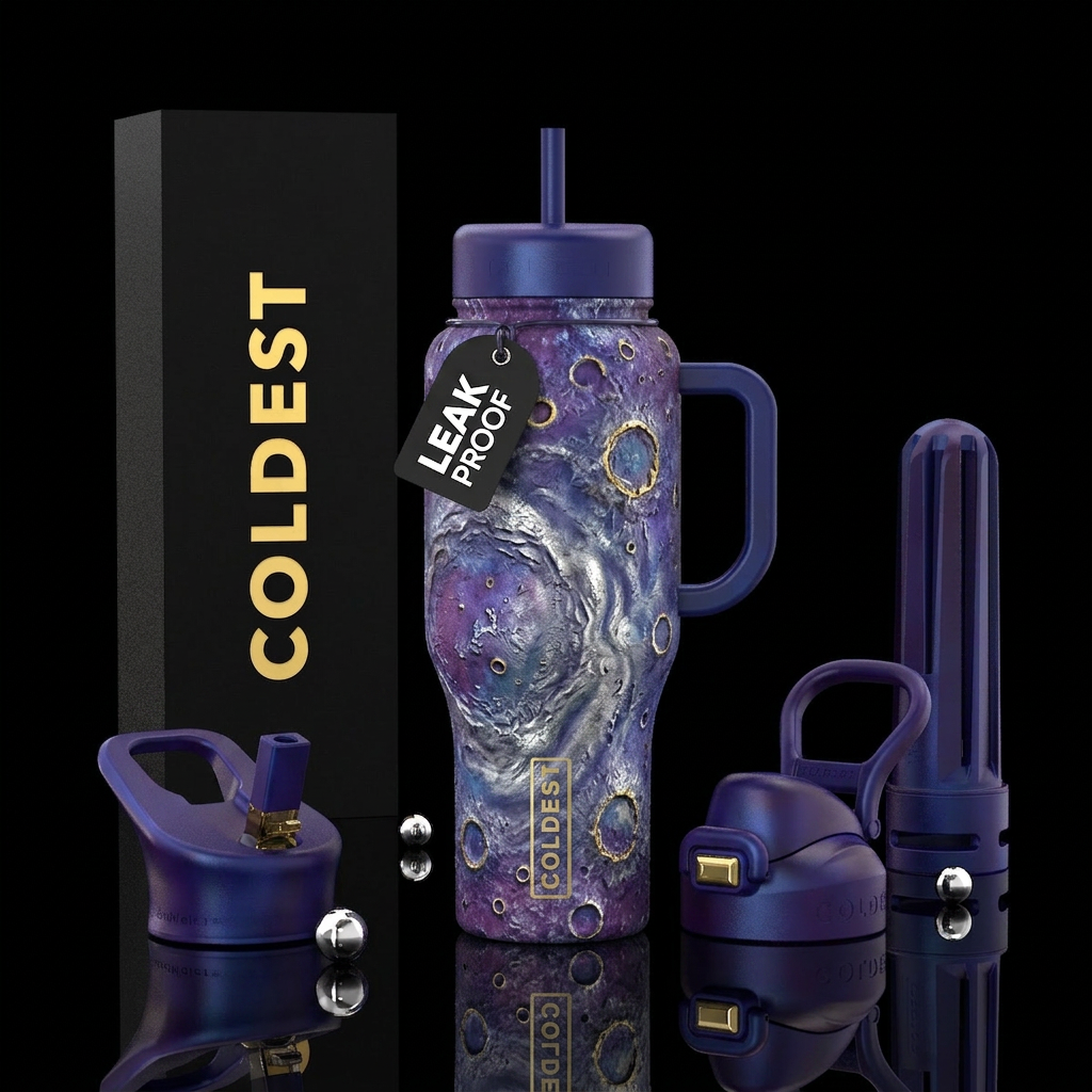 Moon textured water bottle design