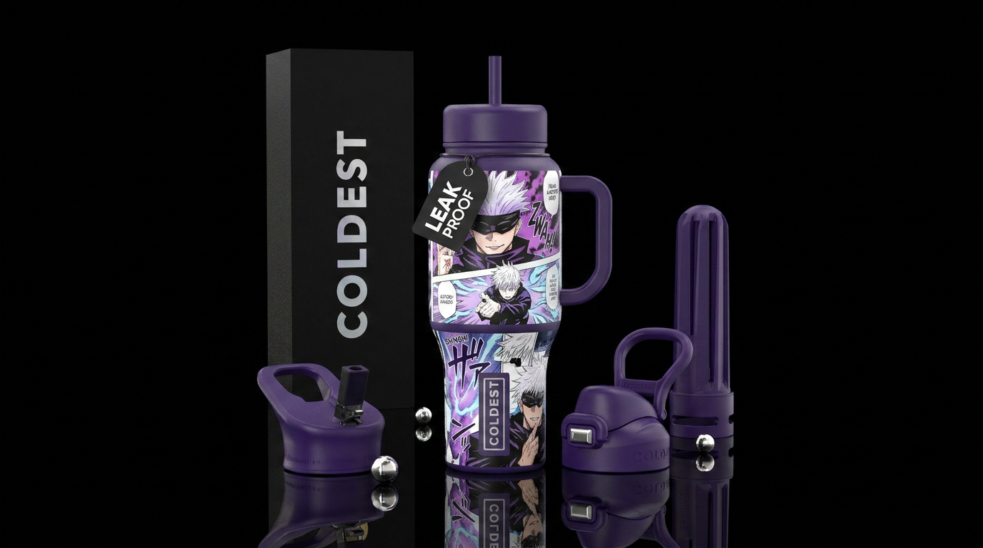 Manga, jujitsu kaisen, gojo water bottle design