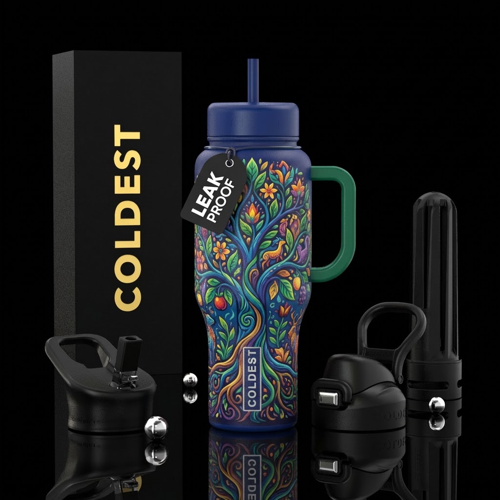 Tree of life, very colorful water bottle design