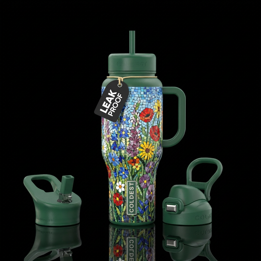 Mosaic wildflowers gardens water bottle design