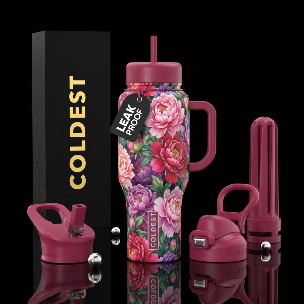 Secret garden full of peonies water bottle design