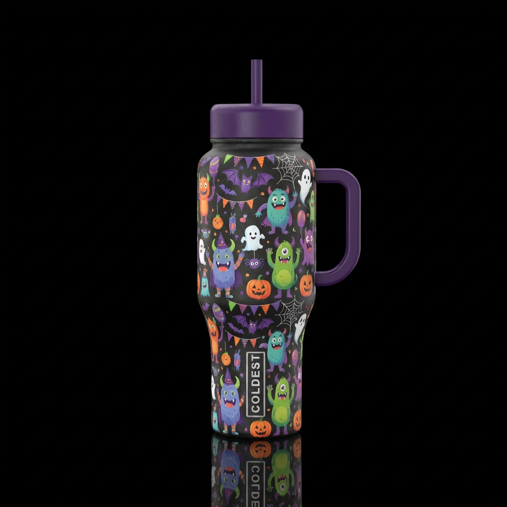 Monster mash Halloween party water bottle design