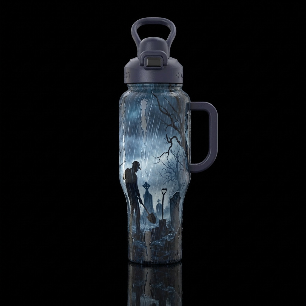 Gravedigger funeral rain water bottle design