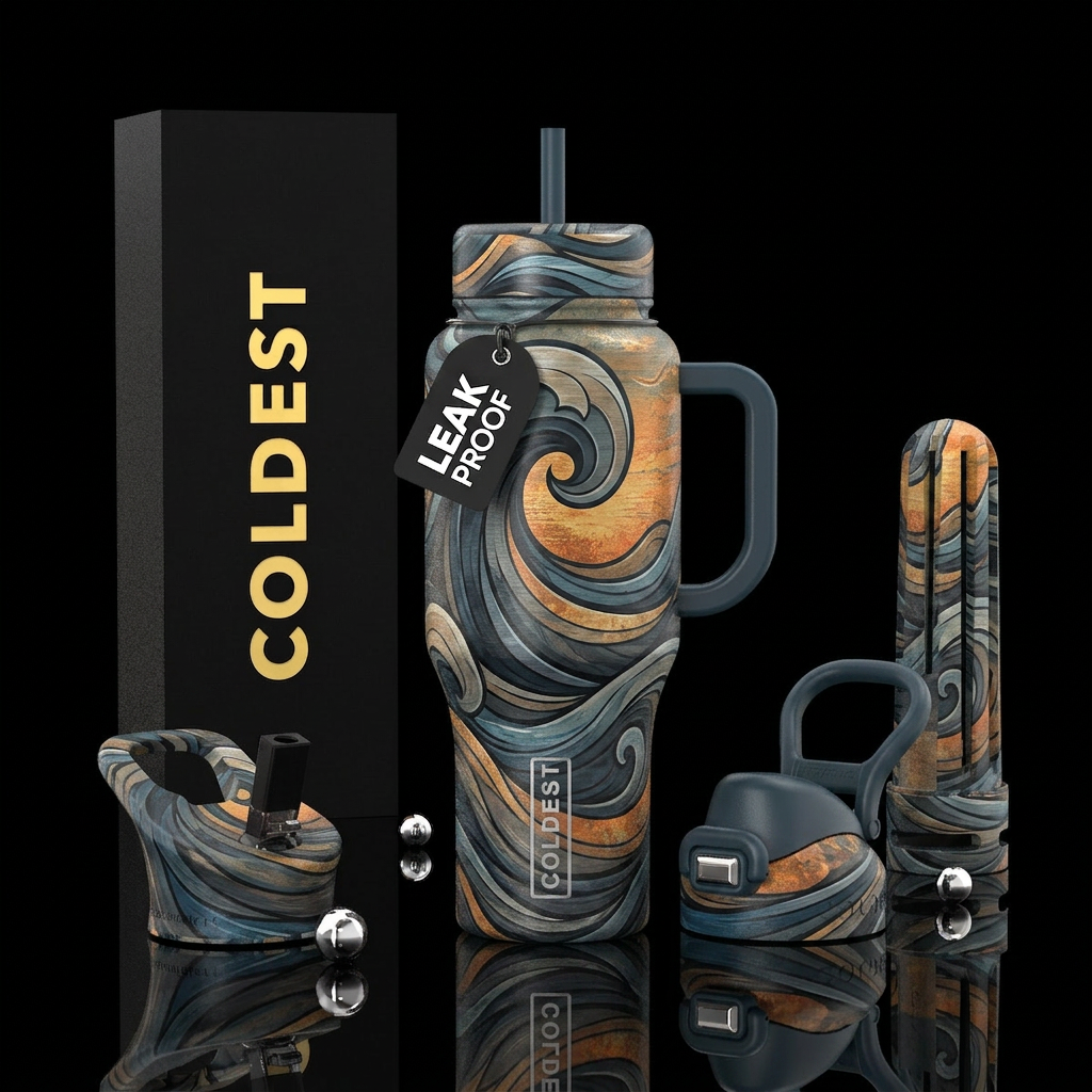 Manly summer wave design with unique colors patter... water bottle design