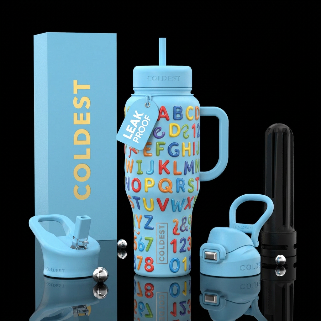 Matte soft colorful bottle with slightly raised gl... water bottle design