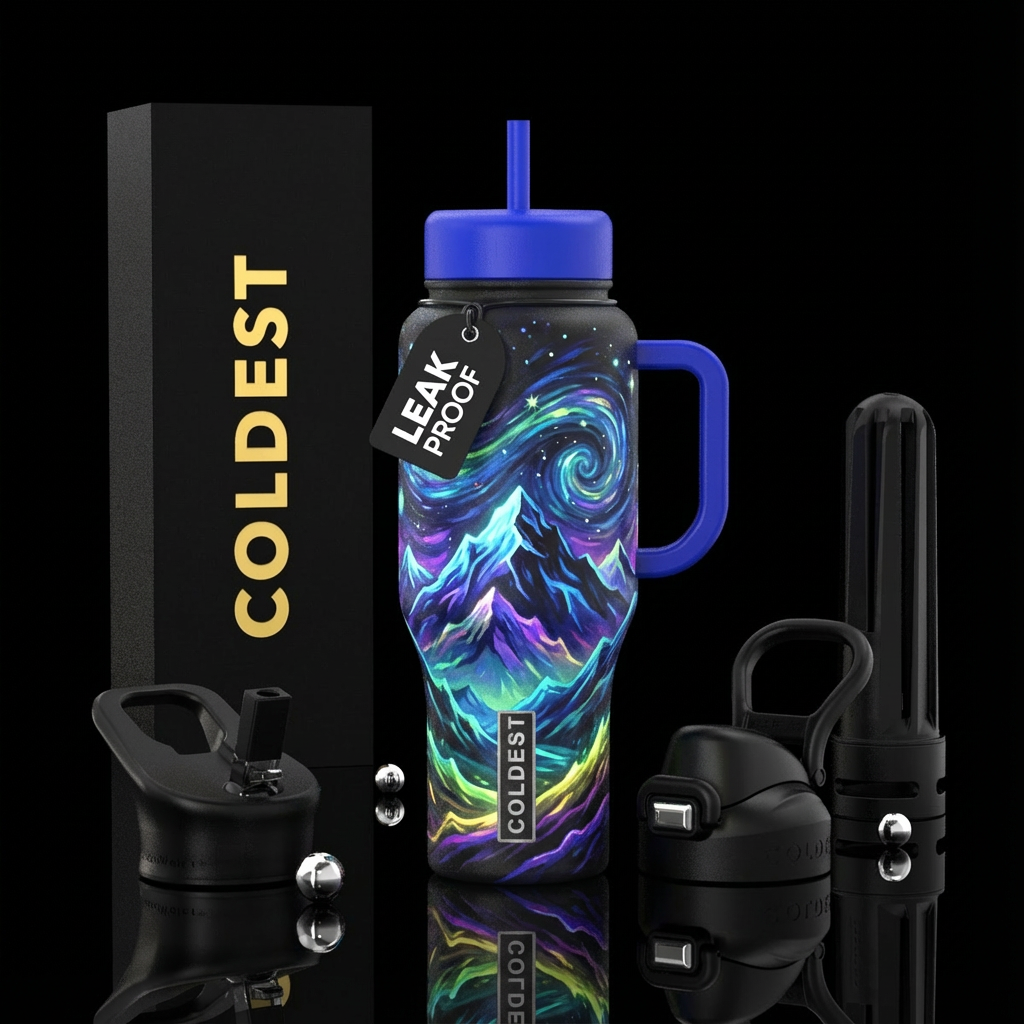 Glowie Mountains water bottle design