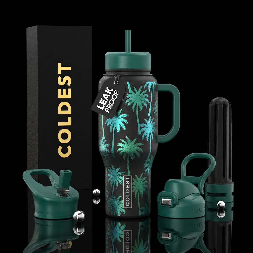 Black Palm water bottle design