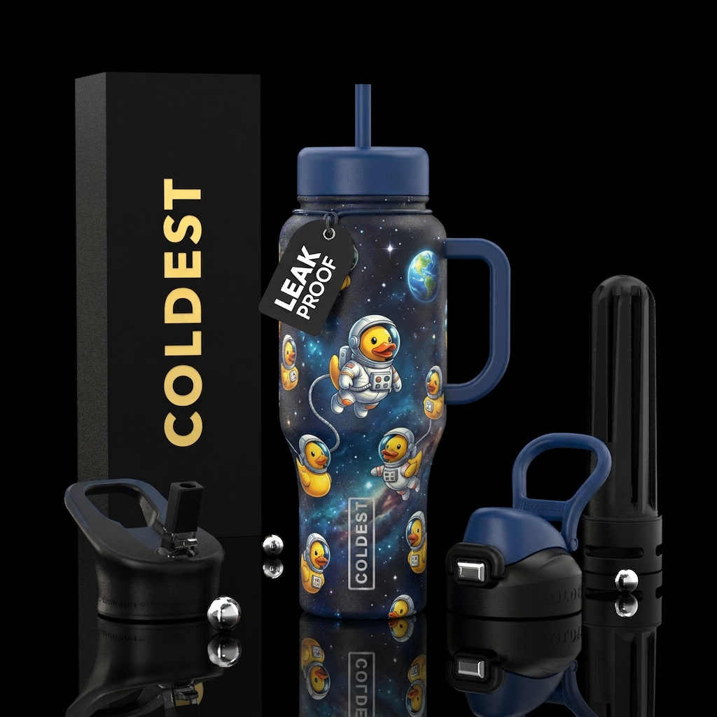 Quackstronauts water bottle design