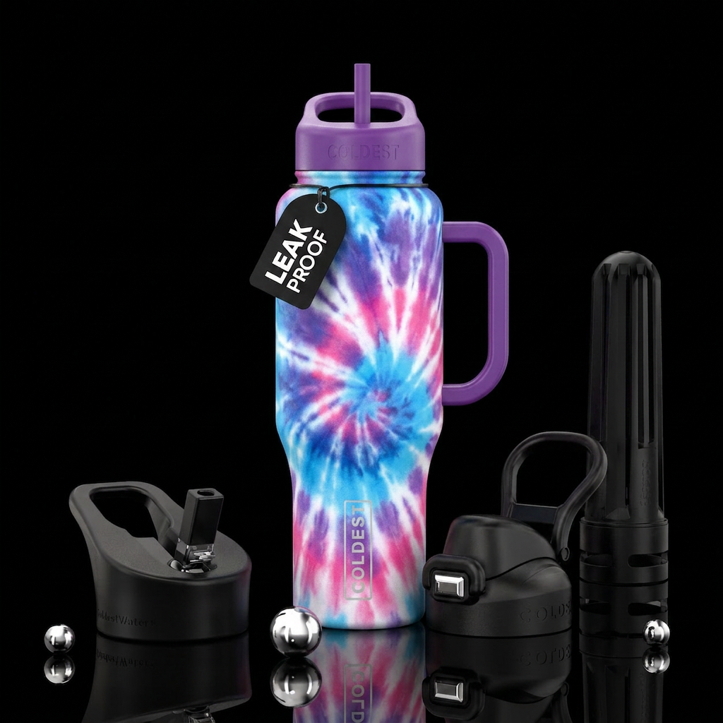 Blueberry Tie-Dye water bottle design