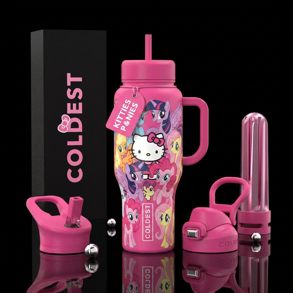 Hello Kitty and My little Pony water bottle design