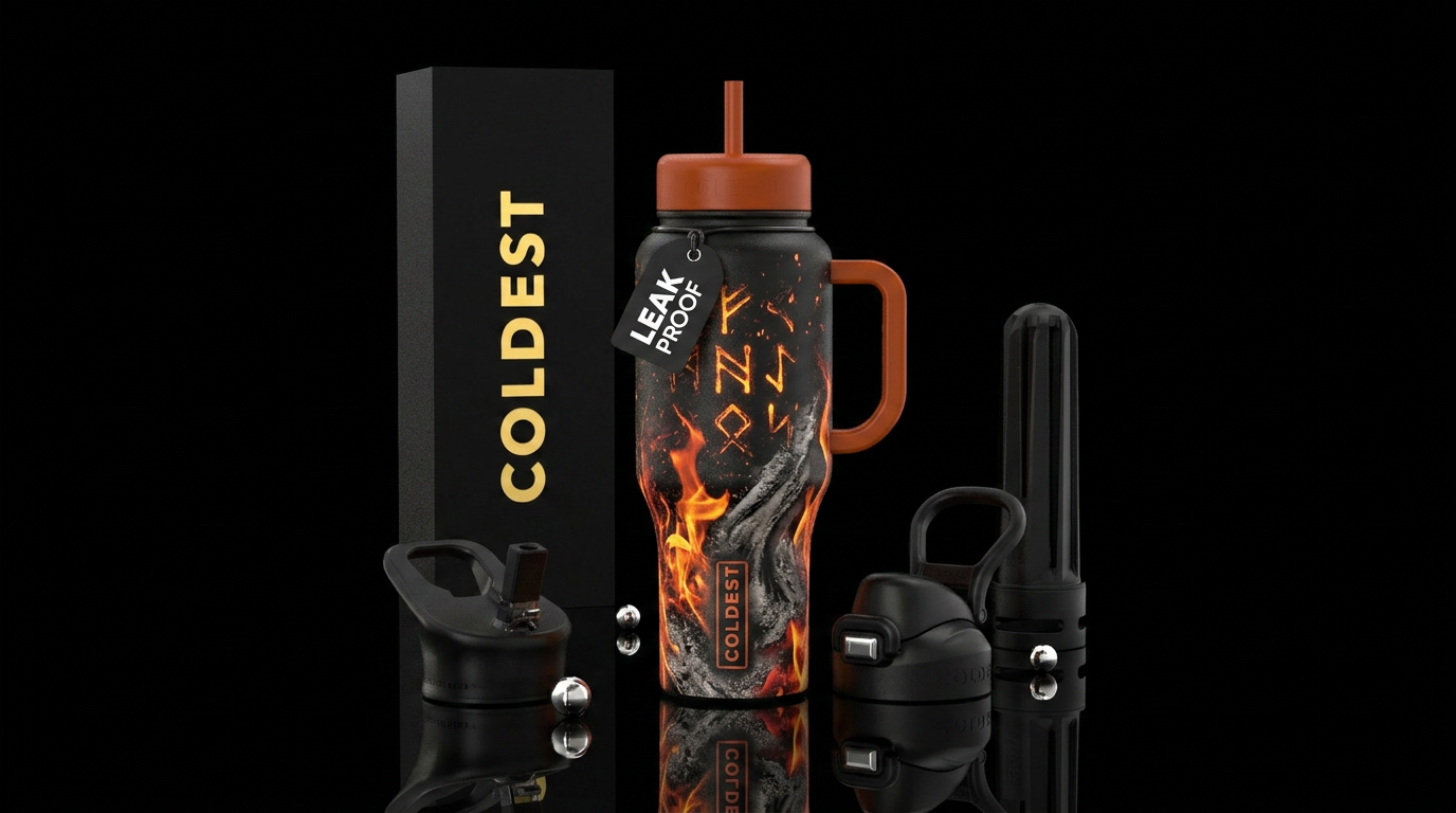 Magical spells, fire, and ash water bottle design