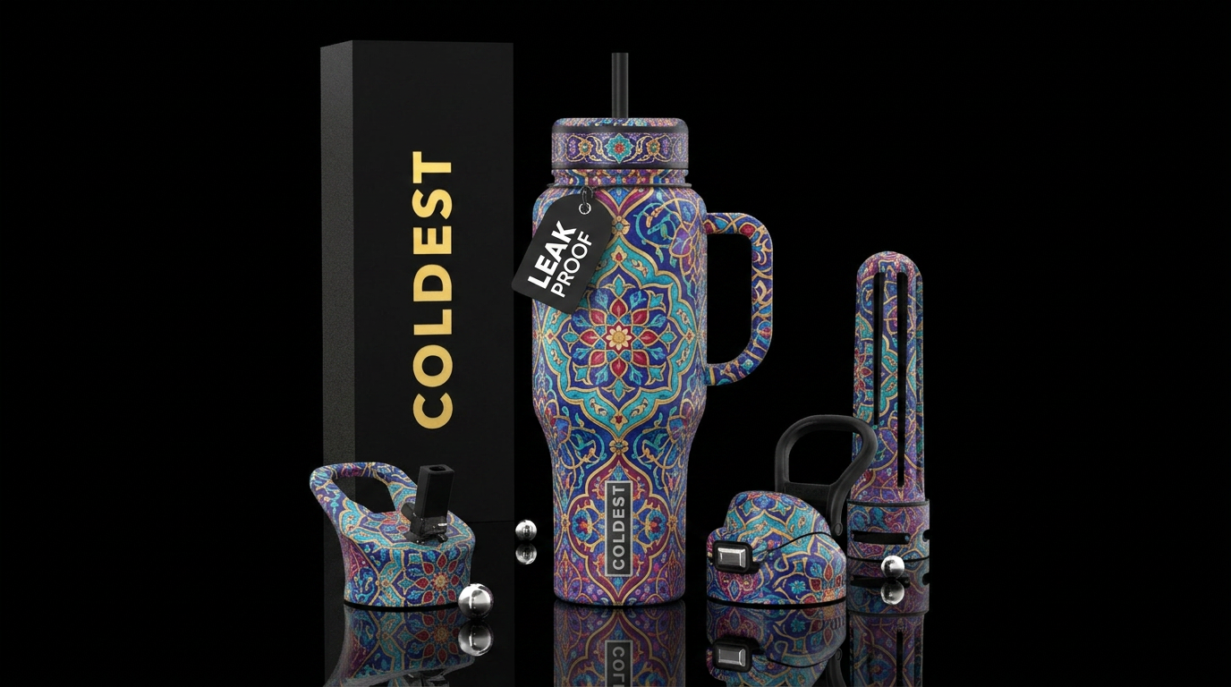 Magical blooming Moroccan water bottle design