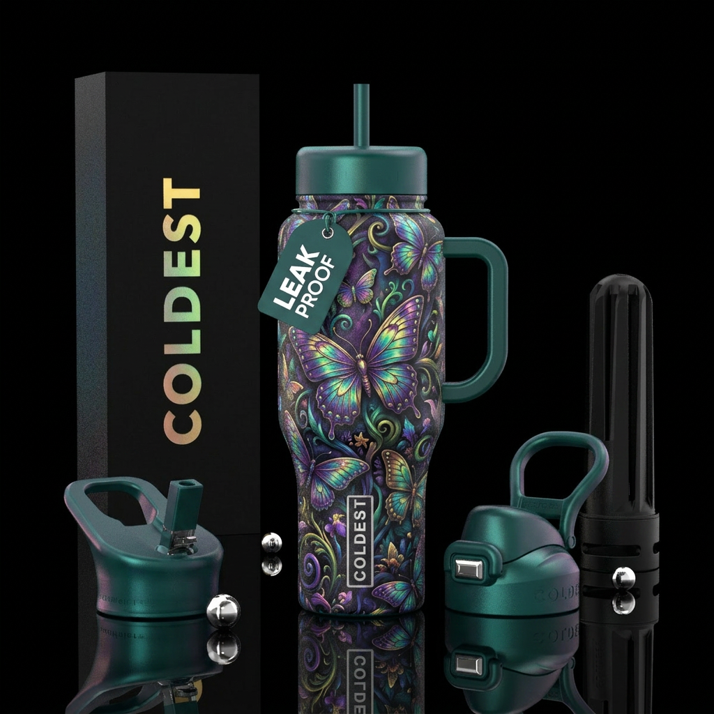 butterfly, fantasy, irridescent, mythical water bottle design