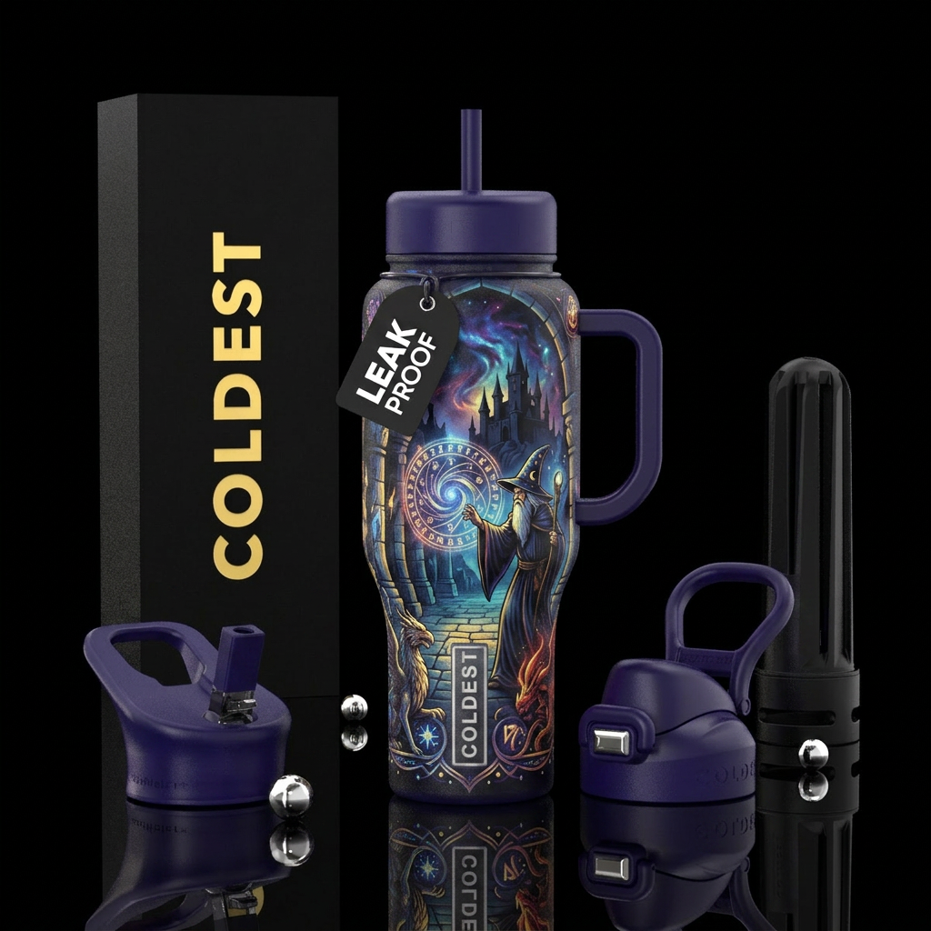 wizard, mythical, magic, darkness water bottle design