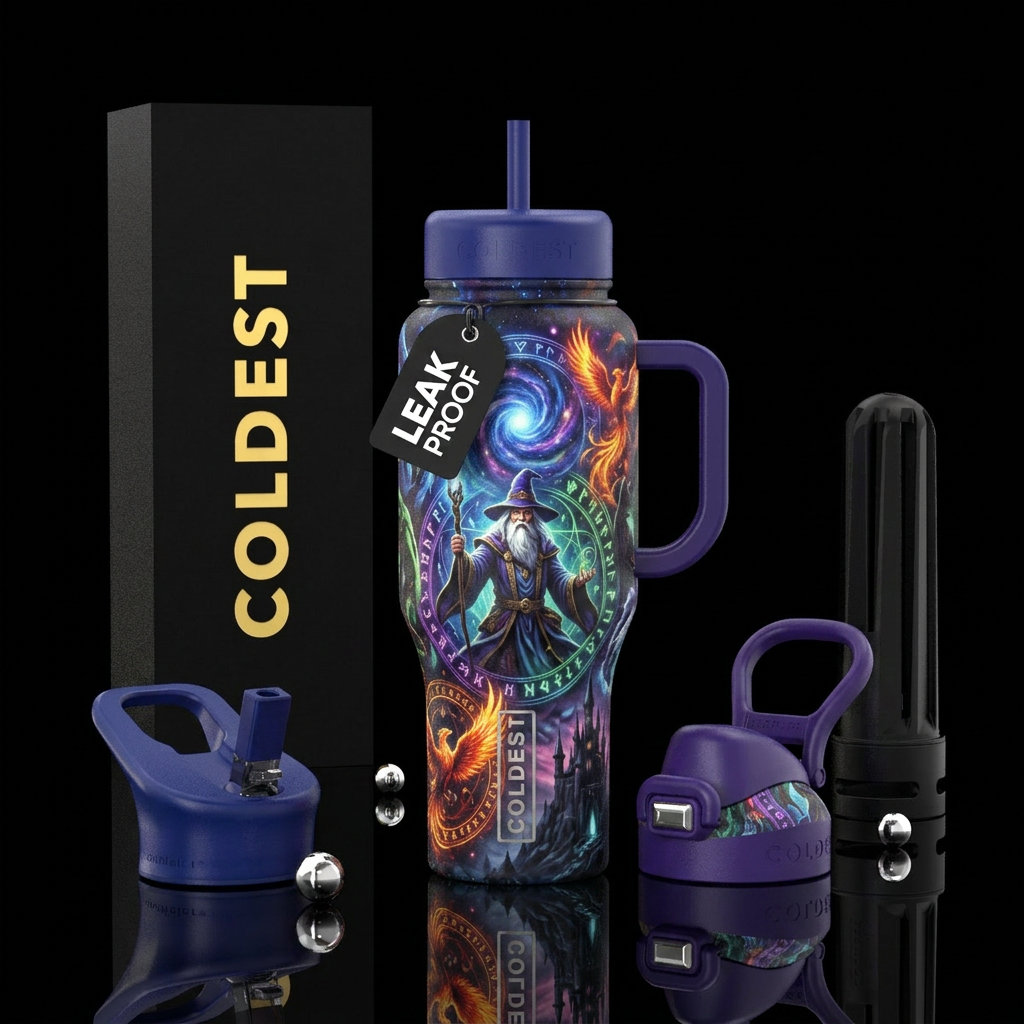 wizard, mythical, magic, darkness water bottle design