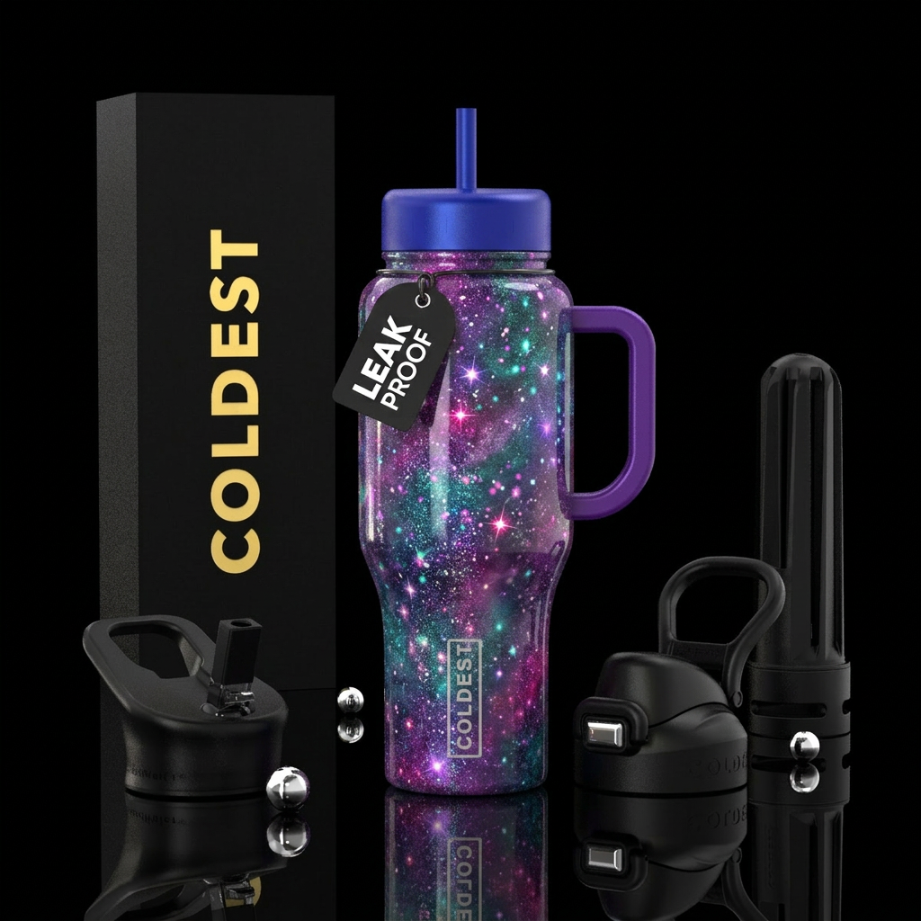 sparkly, shiny, fantasy, stylistic, magic water bottle design