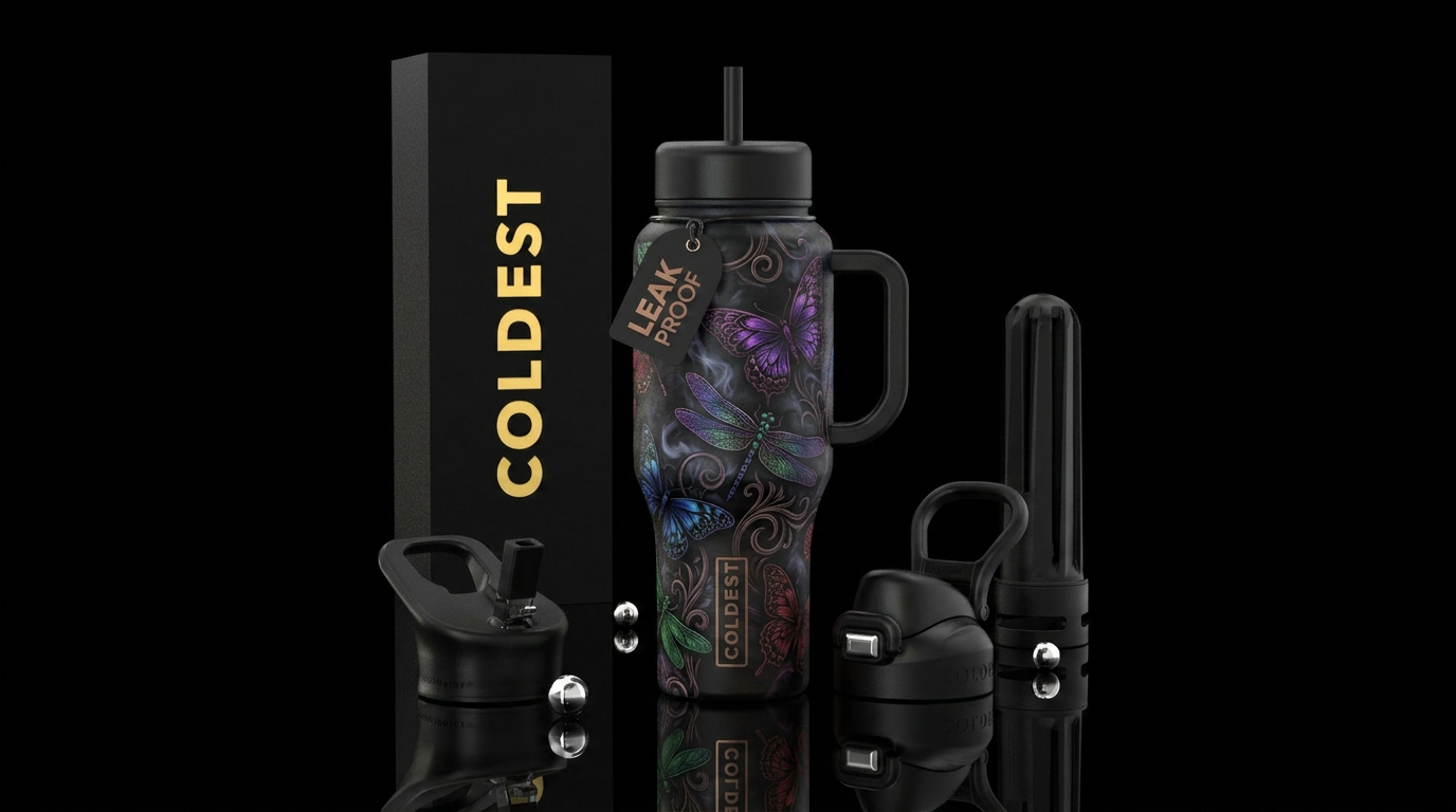 Gothic Butterflies and dragon flies, fantasy, swir... water bottle design