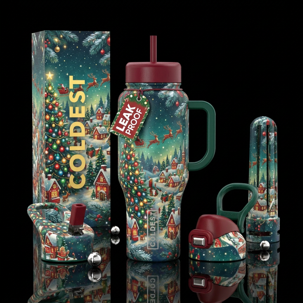 Magical Christmas fantasy water bottle design