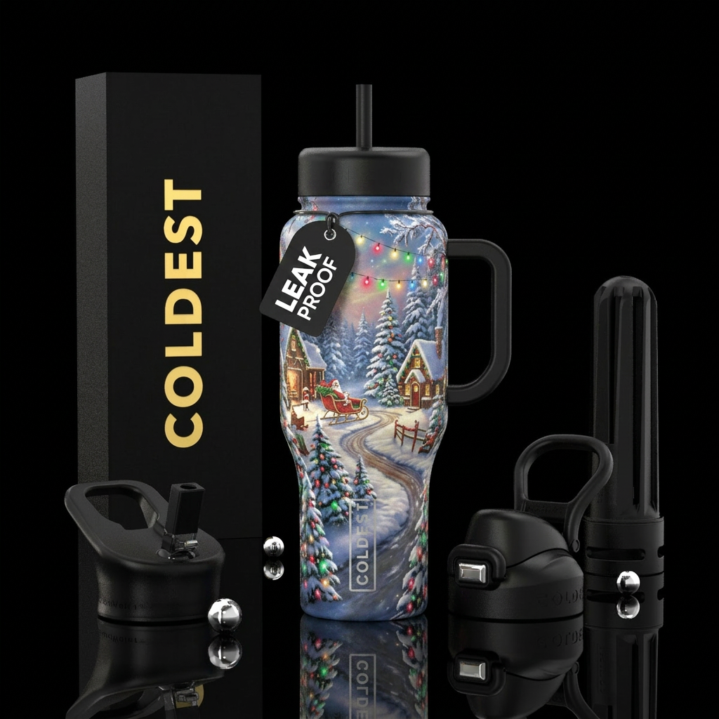 Magical Christmas fantasy water bottle design