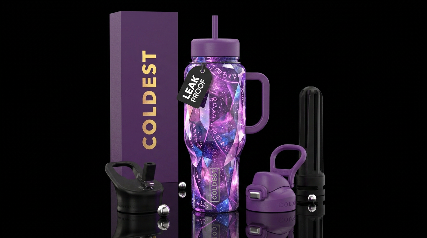 amethyst, inbued, whimsical, fantasy, sparkly, glo... water bottle design