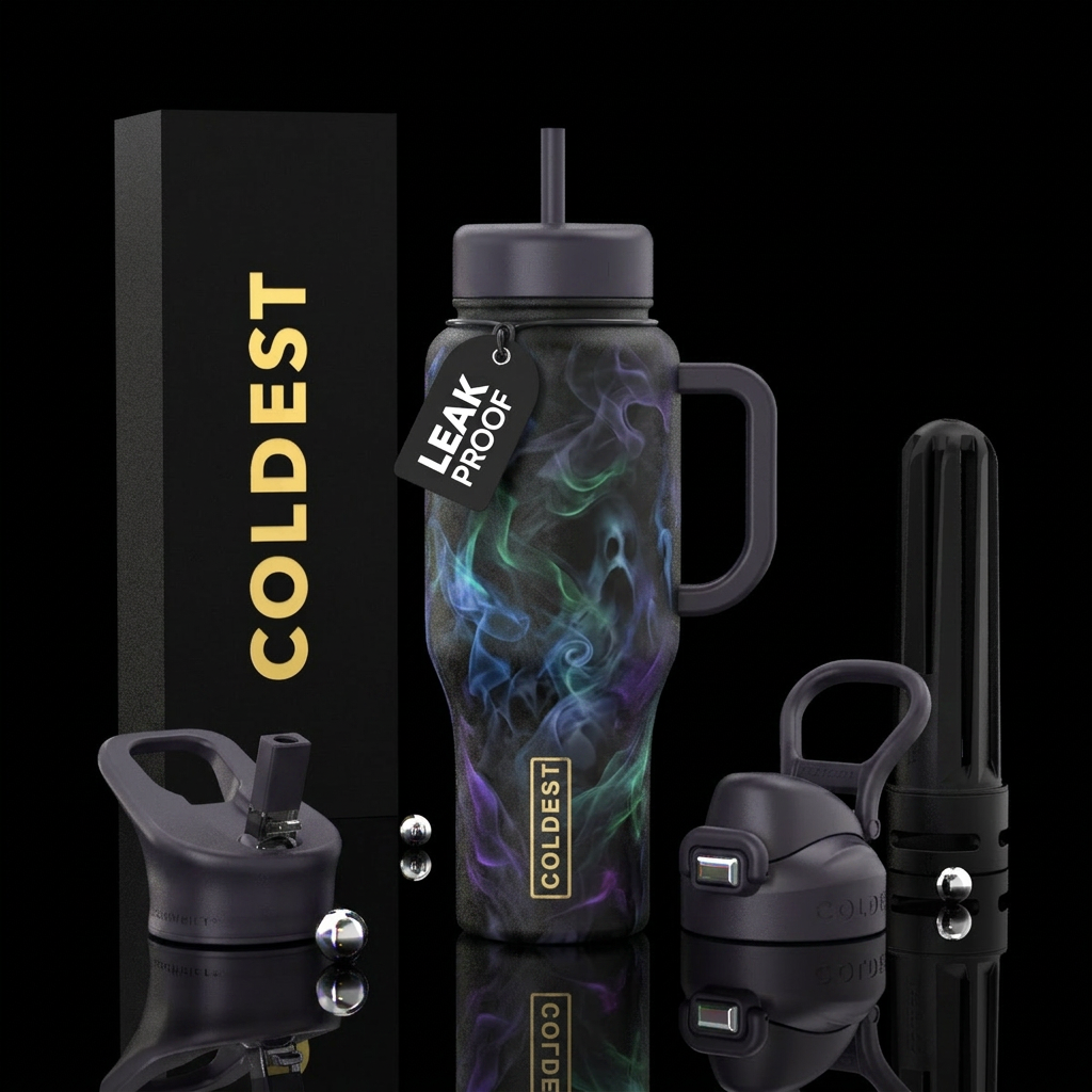 darkness, inbued, abstract, smoke, timeless, haunt... water bottle design