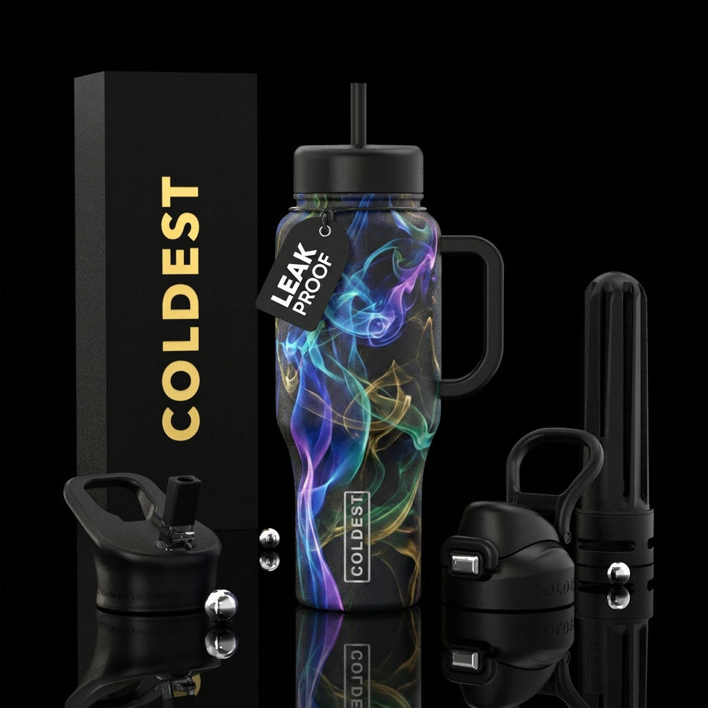 darkness, inbued, abstract, smoke, timeless, haunt... water bottle design
