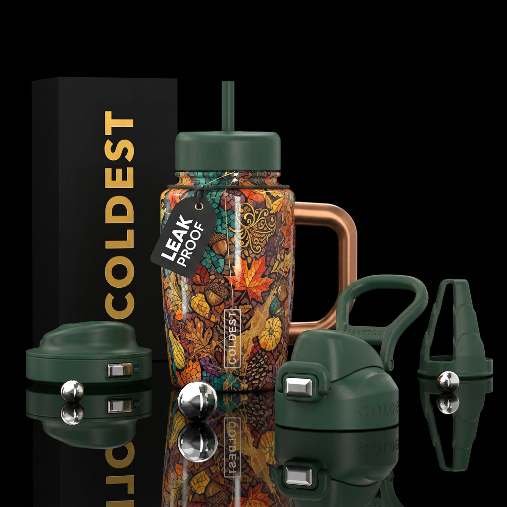 Fall Mosaic Fantasy water bottle design