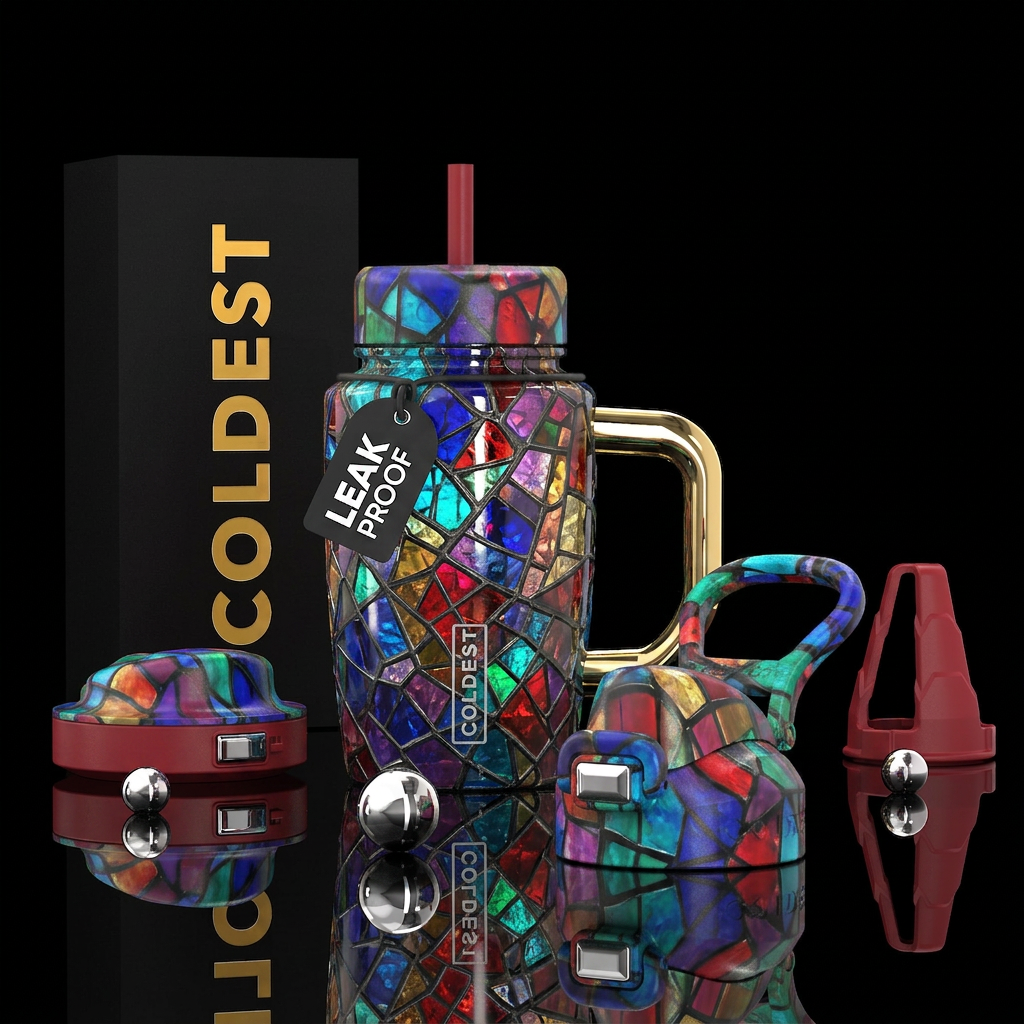 Beautifully Broken colorful glass water bottle design