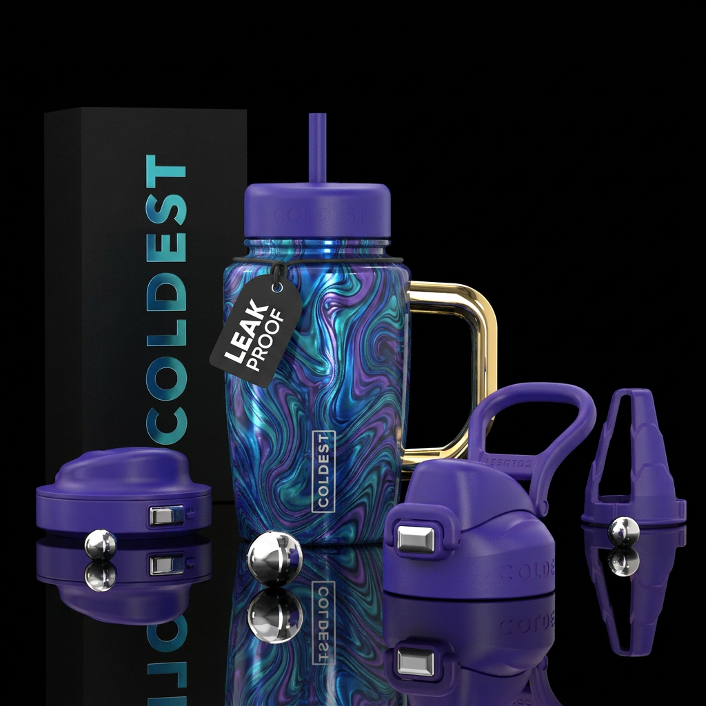 Metallic Colbolt blue shiny intermingled with meta... water bottle design