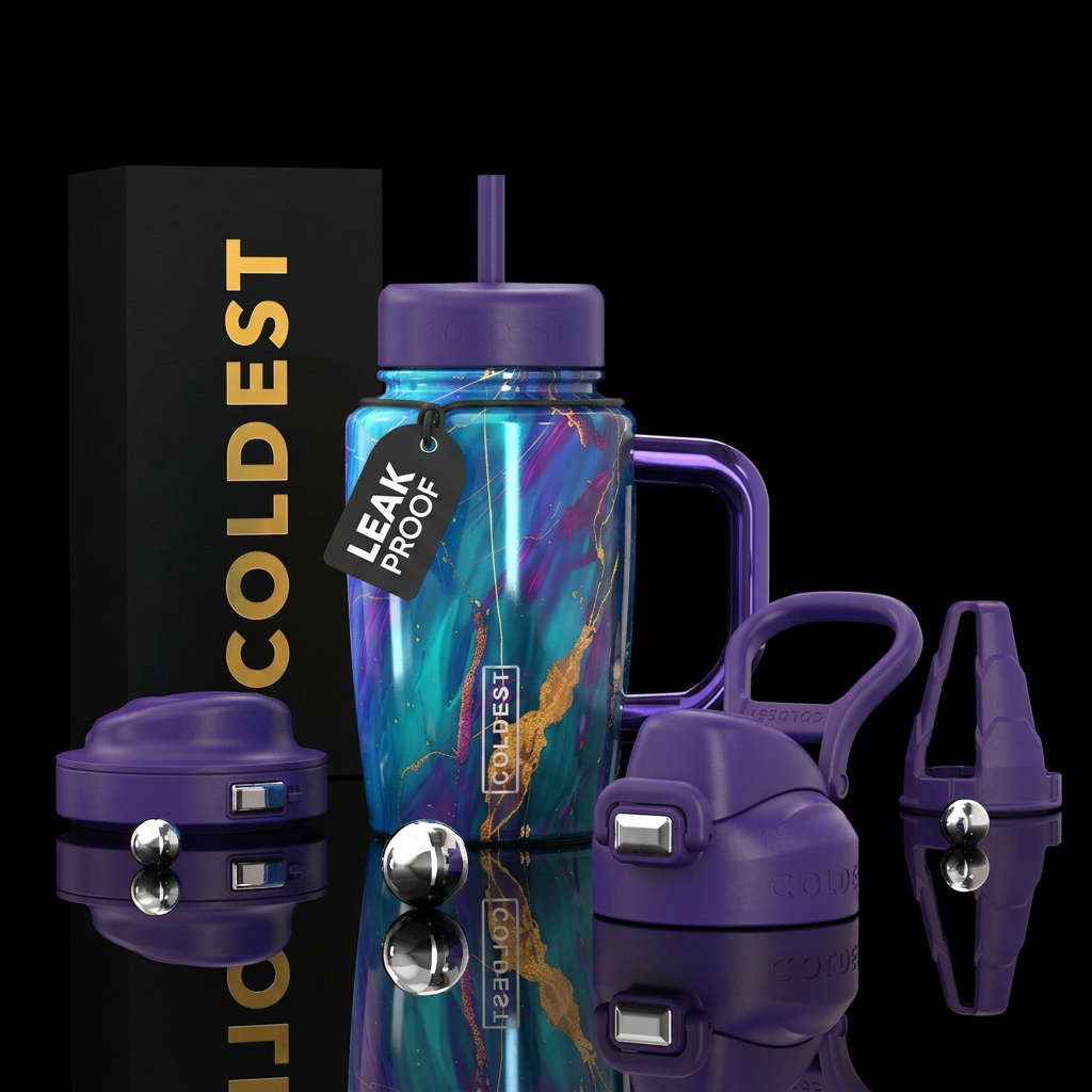 Metallic Colbolt blue shiny intermingled with meta... water bottle design