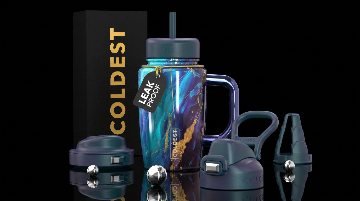 Metallic Colbolt blue shiny intermingled with meta... water bottle design