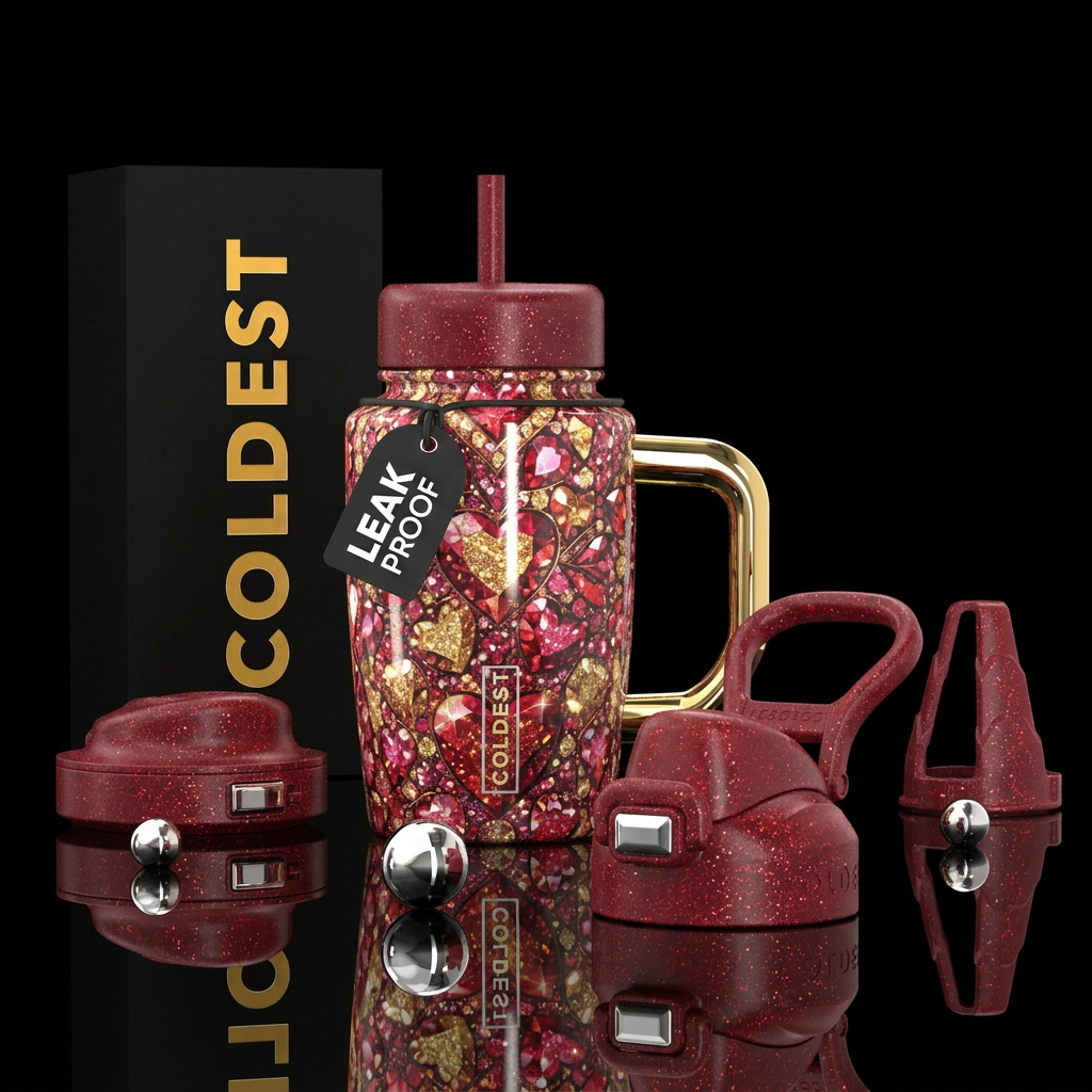 Sparkly and shiny Valentine's fantasy water bottle design