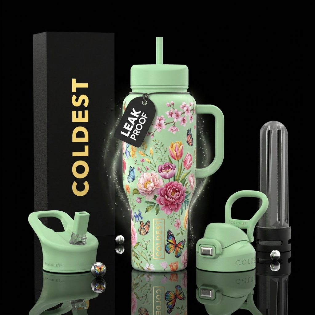 Spring bloom, painting, butterfly, beautiful, whim... water bottle design