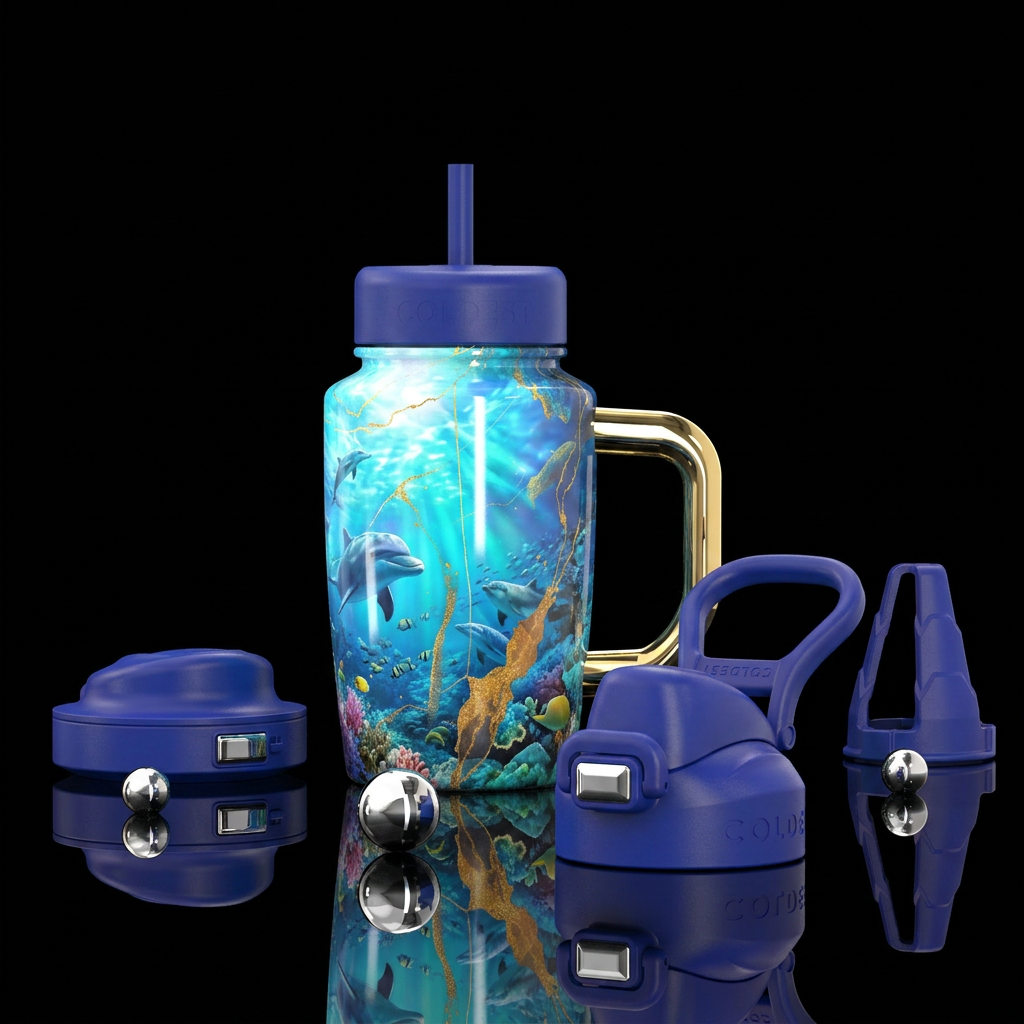 Under sea dolphin fantasy magical water bottle design