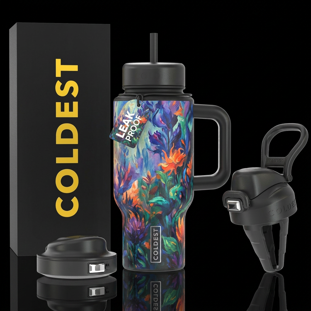 vintage, artistic, fantasy, impressionist water bottle design