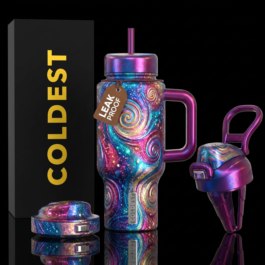 hypnotic, glowie, sparkly, stylistic, whimsical, i... water bottle design