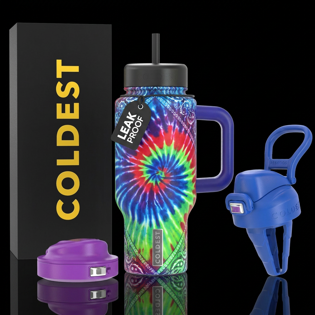 Tye dye bandana, inbued, stylistic, swirls, vibran... water bottle design
