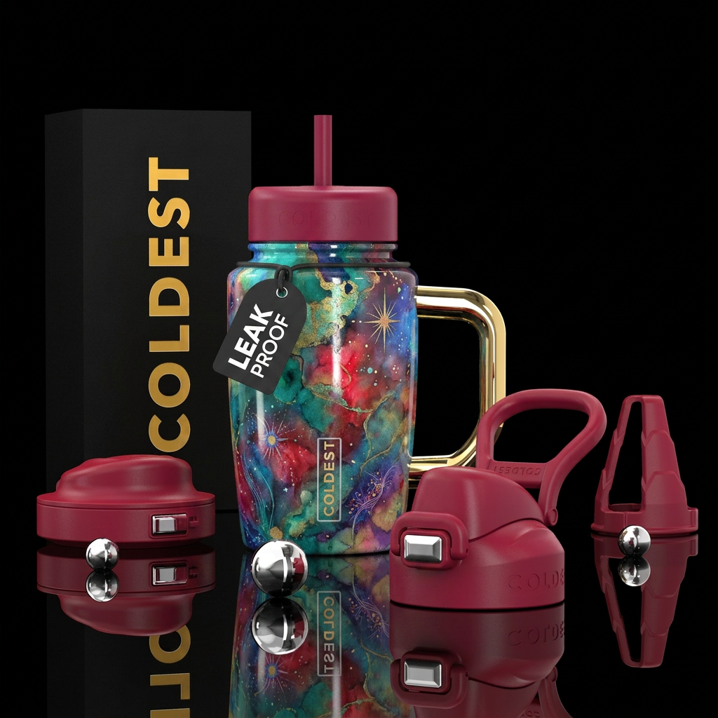 oil painted, watercolor, inbued, artistic, stylist... water bottle design