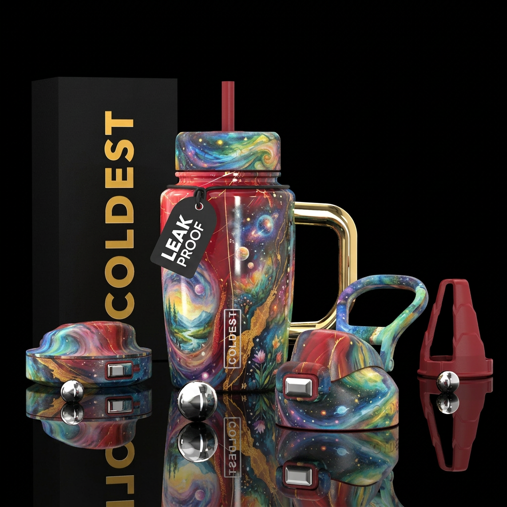 oil painted, watercolor, inbued, artistic, stylist... water bottle design