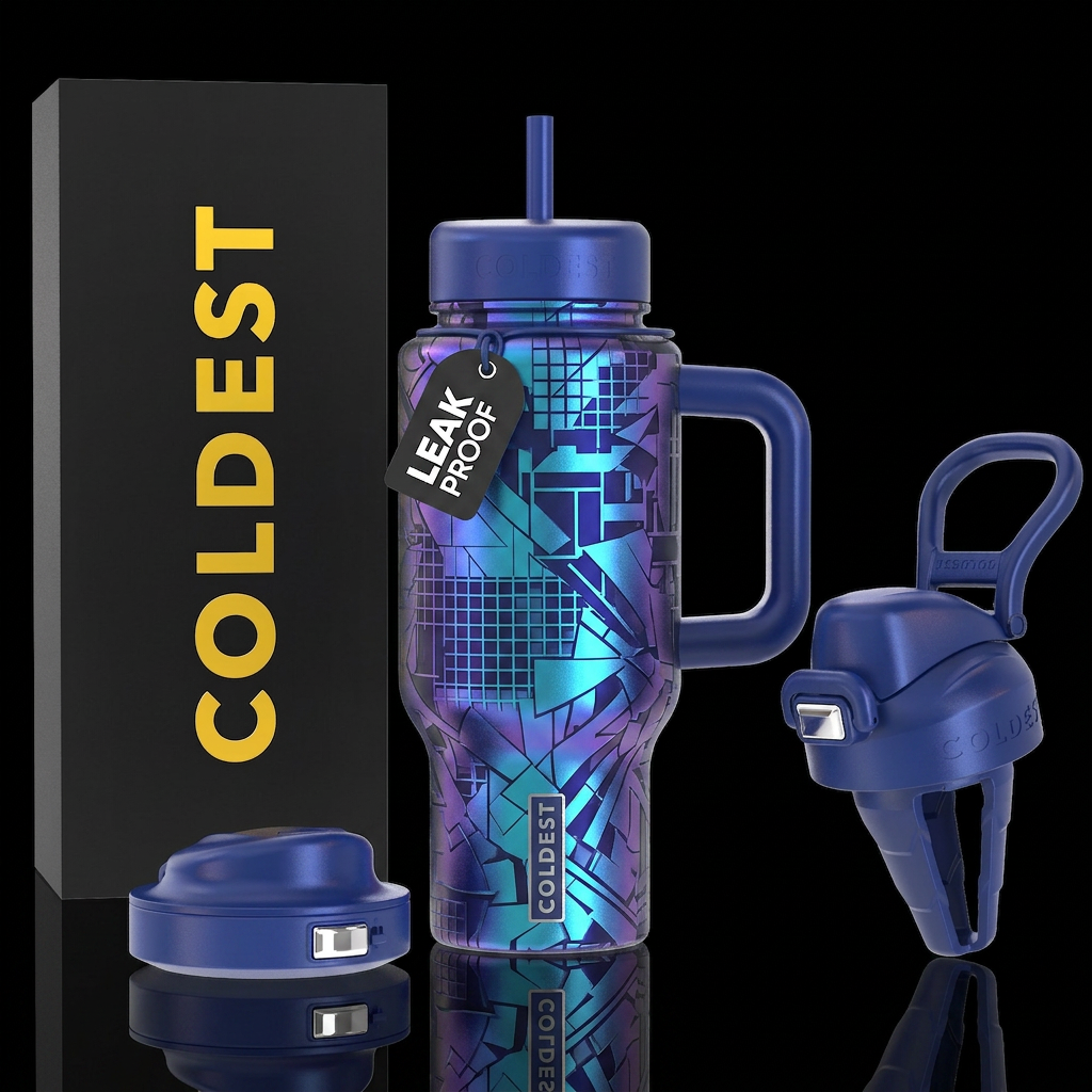 Duochrome, vibrant, modern, inbued, irridescent, c... water bottle design