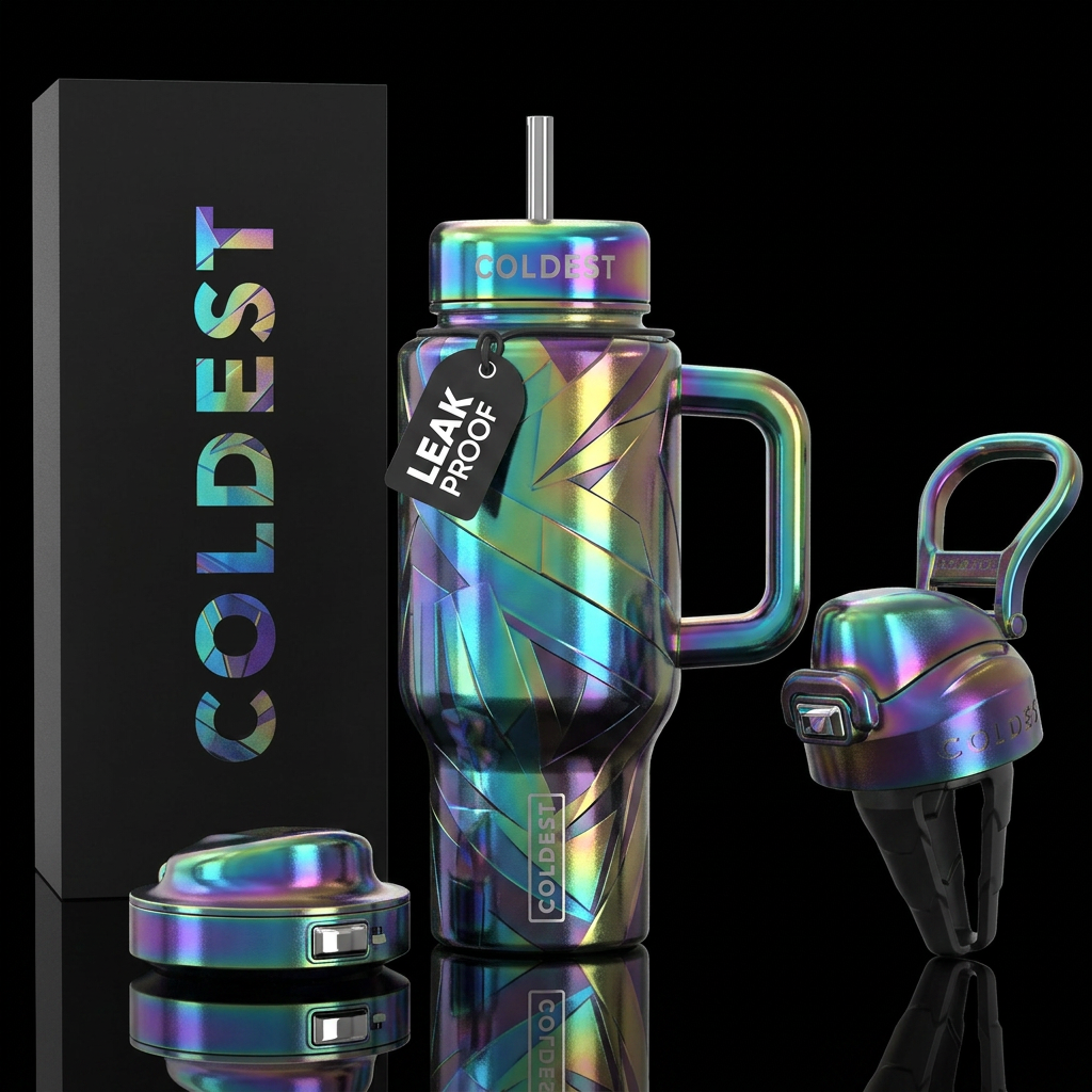 Duochrome, vibrant, modern, inbued, irridescent, c... water bottle design
