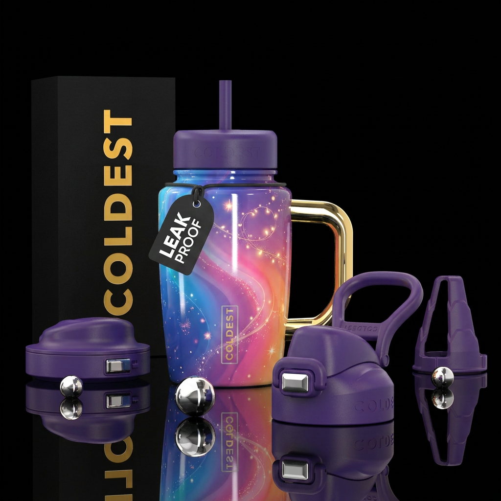 fairy tale, gradient, magical, fantasy, rainbow, v... water bottle design