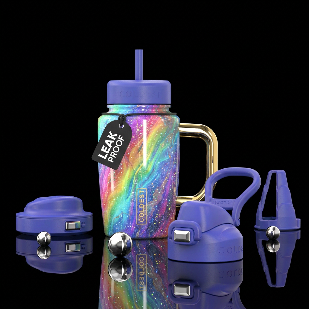 mystical, rainbow, glowie, sparkly, stylistic, art... water bottle design